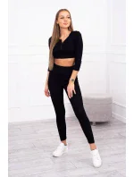 Pruhovaný krátky top set čierny