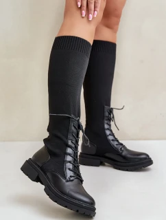 Wsuwane Kozaki Ze Skarpetkową Cholewką Czarne Iranel