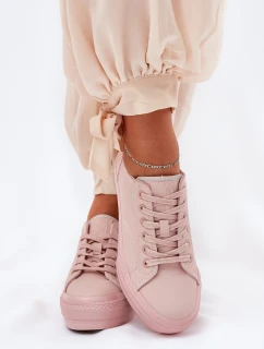 Trampki Damskie Na Platformie Z Eko Skóry Big Star RR274A294 Różowe