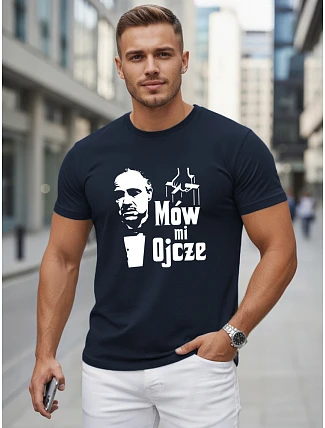 Pánske bavlnené tričko s klasickou potlačou tmavomodré FashionStreet NX5145R Pánske bavlnené tričko s klasickou potlačou tmavomodré FashionStreet NX5145R