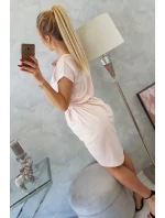 Šaty s obálkou dole púdrovo ružové