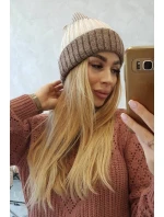 Fleecová čiapka Bojana K265 tmavo béžová+ecru+svetlo béžová