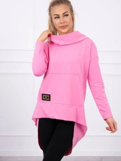 Dámska predĺžená mikina s kapucňou 9116 Pink - K-Fashion