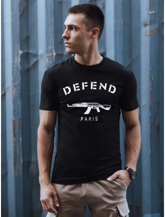 Pánske bavlnené tričko s potlačou čierne FashionStreet RX5579