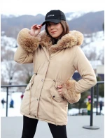 Dámska zimná bunda s kožušinou CHARMFUR béžová FashionStreet TY4770