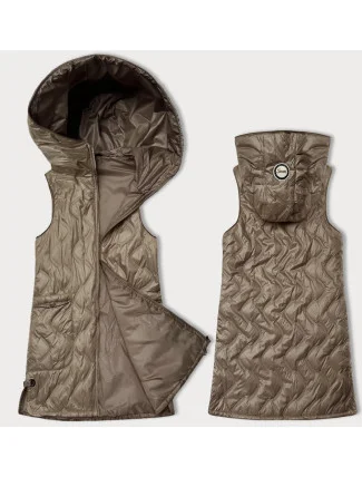 Dámska vesta ťavej farby s ozdobným prešívaním S'West (B8348-12) Dámska vesta ťavej farby s ozdobným prešívaním S'West (B8348-12)