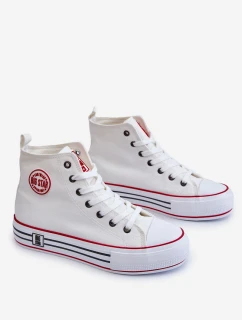 Damskie Wysokie Materiałowe Trampki Na Platformie Big Star LL274185 Białe