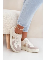 Eko Skórzane Sneakersy Damskie Na Platformie Beżowe Goriette