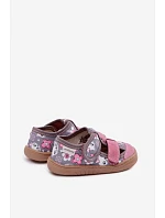 Dětské barefoot papuče Šedo-růžové Kočky a Květiny Lumi