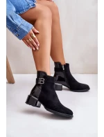 Elegantné členkové topánky na podpätku zateplené čierne