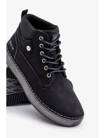 Šnurovacie pánske členkové topánky Big Star Hi-Poly System Black