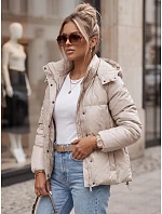Dámska kožená prechodná bunda COLLAR beige FashionStreet TY3763 Dámska kožená prechodná bunda COLLAR beige FashionStreet TY3763