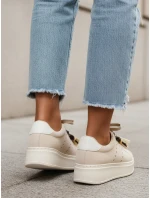 Dámske semišové tenisky so strapcami na platforme béžovej farby FashionStreet ZY1414