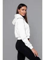 Krátka biela tepláková mikina s kapucňou (8B939-1)