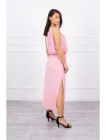 Boho šaty so záhybmi púdrovo ružové Boho šaty so záhybmi púdrovo ružové