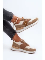 Sneakersy Damskie Z Eko Skóry Brązowe Vinelli