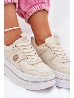 Damskie Buty Sportowe Na Platformie Beżowe Caldeno
