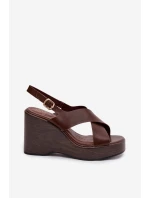 Dámské sandály z eko kůže na platformě Čokoládové Janivra
