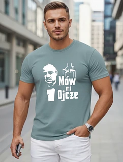 Pánske klasické bavlnené tričko s petrolejovou potlačou FashionStreet NX5145R