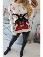 Vianočný sveter so sobom ecru