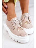 Skórzane Półbuty Z Sercem Beżowe Curtis