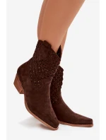 Dámské otevřené kotníkové boty na podpatku Čokoládové Ferissa
