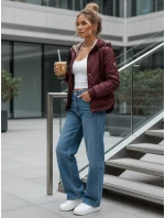 Dámska prechodná prešívaná bunda s kapucňou FashionStreet bordová TY5615