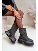 Zdobione Śniegowce Na Platformie I Płaskim Obcasie Czarne Avivina