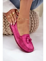 Damskie Płaskie Klasyczne Zamszowe Mokasyny S.Barski LR51-548 Fuksja
