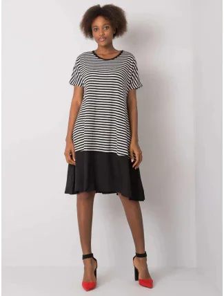 Dámske šaty TO-SK-1630.71P Čierne s bielou - FPrice Dámske šaty TO-SK-1630.71P Čierne s bielou - FPrice