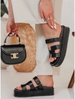 Dámske žabky na suchý zips PLATFOR black FashionStreet ZY0867 Dámske žabky na suchý zips PLATFOR black FashionStreet ZY0867