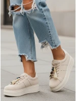 Dámske semišové tenisky so strapcami na platforme béžovej farby FashionStreet ZY1414