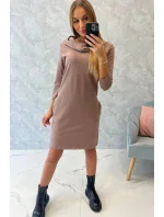 Šaty s kapucňou a vreckami mocca Šaty s kapucňou a vreckami mocca