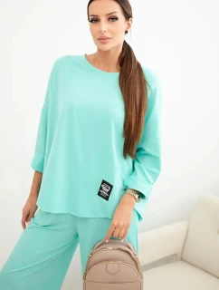 Bavlnená mikina + nohavice tmavá mentolová