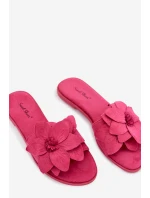 Dámské ploché nazouváky s ozdobnými květinami Fuksie Elzoria