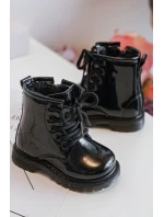 Dětské lakované kotníkové boty na zip, Black Tibbie Dětské lakované kotníkové boty na zip, Black Tibbie