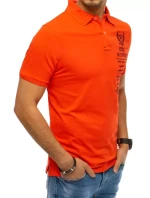 Pánska polokošeľa s výšivkou koralovo červená FashionStreet PX0477