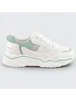 Bielo-mätové dámske sneakersy s brokátovými vsadkami (LU-2) Bielo-mätové dámske sneakersy s brokátovými vsadkami (LU-2)