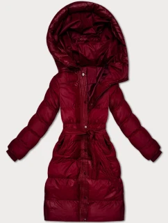 Zimná prešívaná bunda s opaskom J Style bordová (5M3253-1)