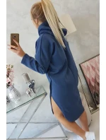 Šaty s kapucňou a bočným rázporkom z džínsoviny