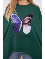 Oversize blúzka s potlačou tmavo zelená Oversize blúzka s potlačou tmavo zelená