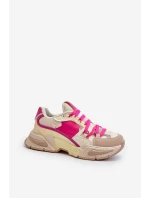 Snekersy Damskie Na Grubej Podeszwie Fuksja Peonema