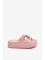 Klapki Damskie Lekkie Piankowe Z Ozdobami Różowe Orchia