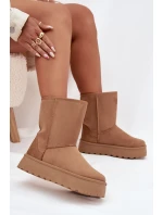 Damskie Śniegowce Ocieplone Futerkiem Camel Abrams Damskie Śniegowce Ocieplone Futerkiem Camel Abrams