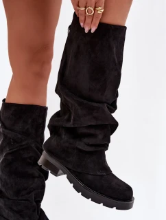 Damské Kozačky Izolované Nazouvací S Vlněnou Nástavbou Černé Ilvessa