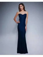 Dámske spoločenské šaty šoky soka s perličkami a čipkou dlhé tmavo modré - Tmavo modrá / XL - šoky & soka