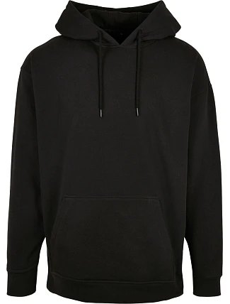 Build your Brand BB 006 Oversize mikina s kapucňou z hrubej bavlny 56.B006 čierna