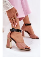 Lakierowane Sandały Damskie Na Słupku Vinceza 20266 Różowe