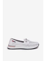 Skórzane Półbuty Damskie Na Platformie Białe Violeth