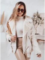 Dámska kožená bunda s ovčou kožušinou NORFDIMA biela FashionStreet TY4735